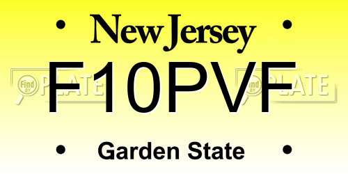 F10PVF New Jersey License Plate