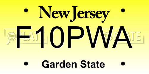 F10PWA New Jersey License Plate