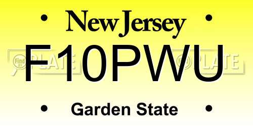F10PWU New Jersey License Plate