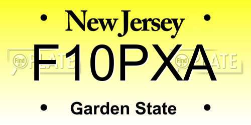F10PXA New Jersey License Plate