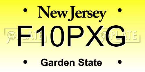 F10PXG New Jersey License Plate
