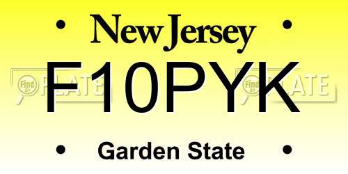 F10PYK New Jersey License Plate