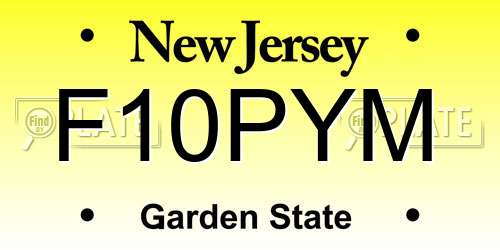 F10PYM New Jersey License Plate