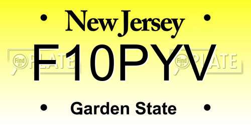 F10PYV New Jersey License Plate