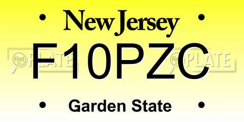 F10PZC New Jersey License Plate