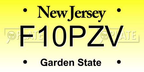 F10PZV New Jersey License Plate