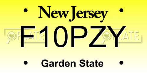 F10PZY New Jersey License Plate