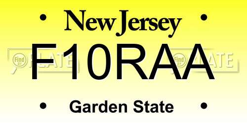 F10RAA New Jersey License Plate