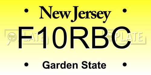 F10RBC New Jersey License Plate