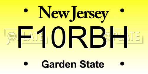 F10RBH New Jersey License Plate