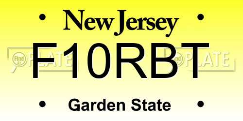 F10RBT New Jersey License Plate