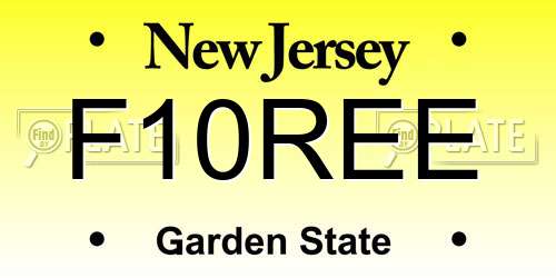 F10REE New Jersey License Plate