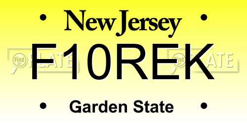 F10REK New Jersey License Plate