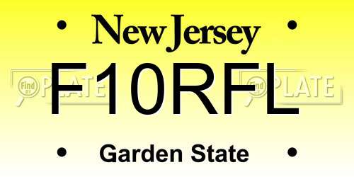 F10RFL New Jersey License Plate