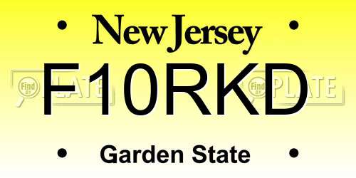 F10RKD New Jersey License Plate