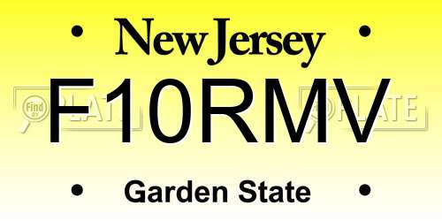 F10RMV New Jersey License Plate