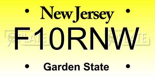 F10RNW New Jersey License Plate