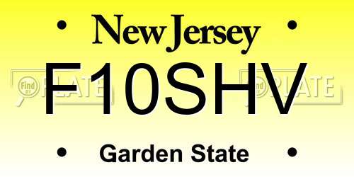F10SHV New Jersey License Plate