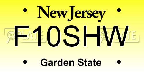 F10SHW New Jersey License Plate
