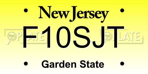 F10SJT New Jersey License Plate
