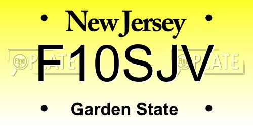 F10SJV New Jersey License Plate