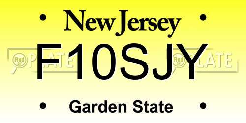 F10SJY New Jersey License Plate
