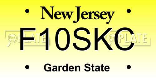 F10SKC New Jersey License Plate