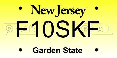 F10SKF New Jersey License Plate