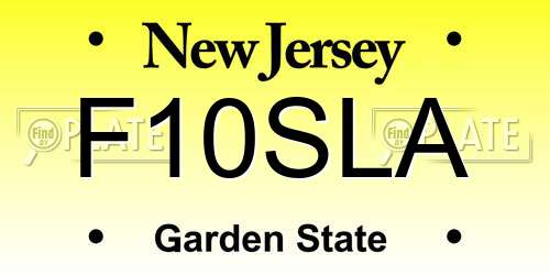 F10SLA New Jersey License Plate
