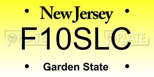 F10SLC New Jersey License Plate