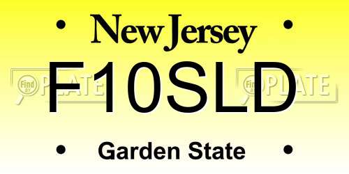 F10SLD New Jersey License Plate
