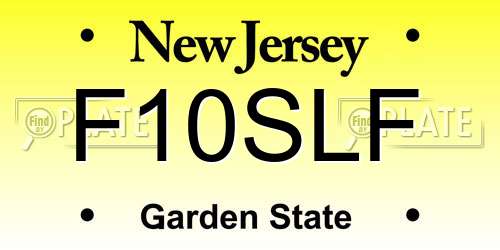 F10SLF New Jersey License Plate