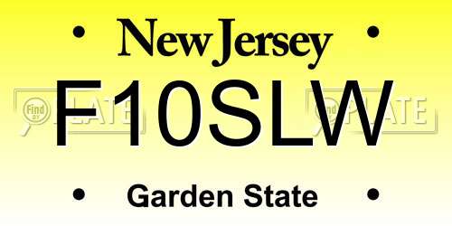F10SLW New Jersey License Plate