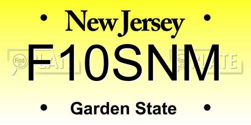 F10SNM New Jersey License Plate