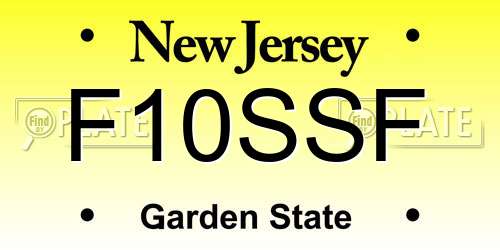 F10SSF New Jersey License Plate