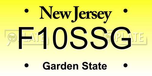 F10SSG New Jersey License Plate
