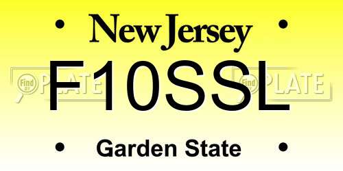 F10SSL New Jersey License Plate