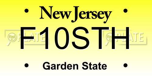 F10STH New Jersey License Plate
