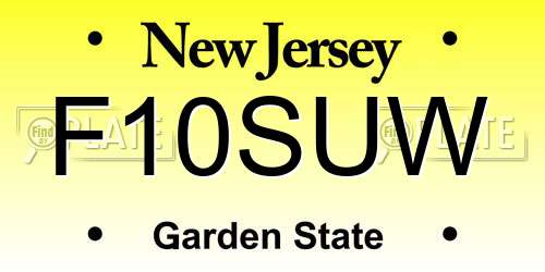 F10SUW New Jersey License Plate