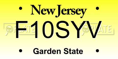F10SYV New Jersey License Plate