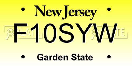 F10SYW New Jersey License Plate