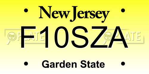 F10SZA New Jersey License Plate