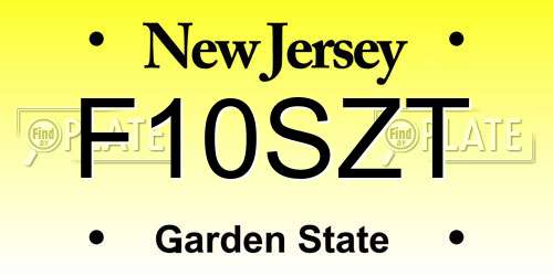 F10SZT New Jersey License Plate
