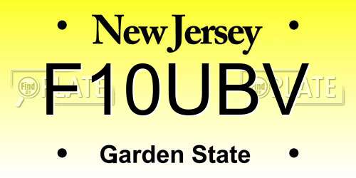 F10UBV New Jersey License Plate