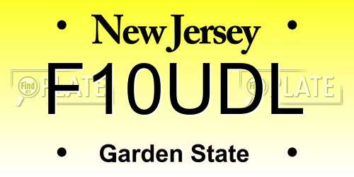 F10UDL New Jersey License Plate