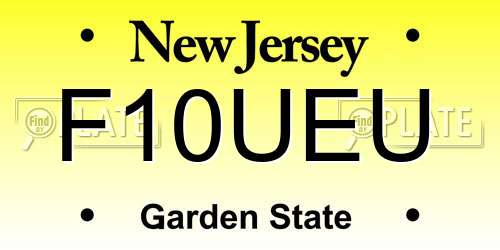 F10UEU New Jersey License Plate
