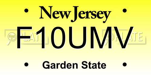 F10UMV New Jersey License Plate