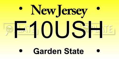 F10USH New Jersey License Plate