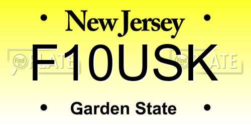 F10USK New Jersey License Plate