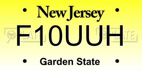 F10UUH New Jersey License Plate